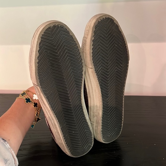 Golden Goose Slides Burgundy Leather Glitter Sneakers EUR 38 - Picture 7 of 12